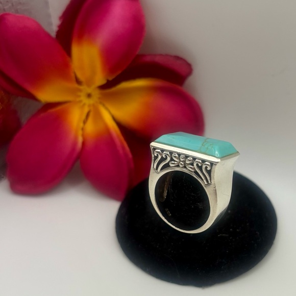 Turquoise Filigree 925 Ring - Picture 4 of 5